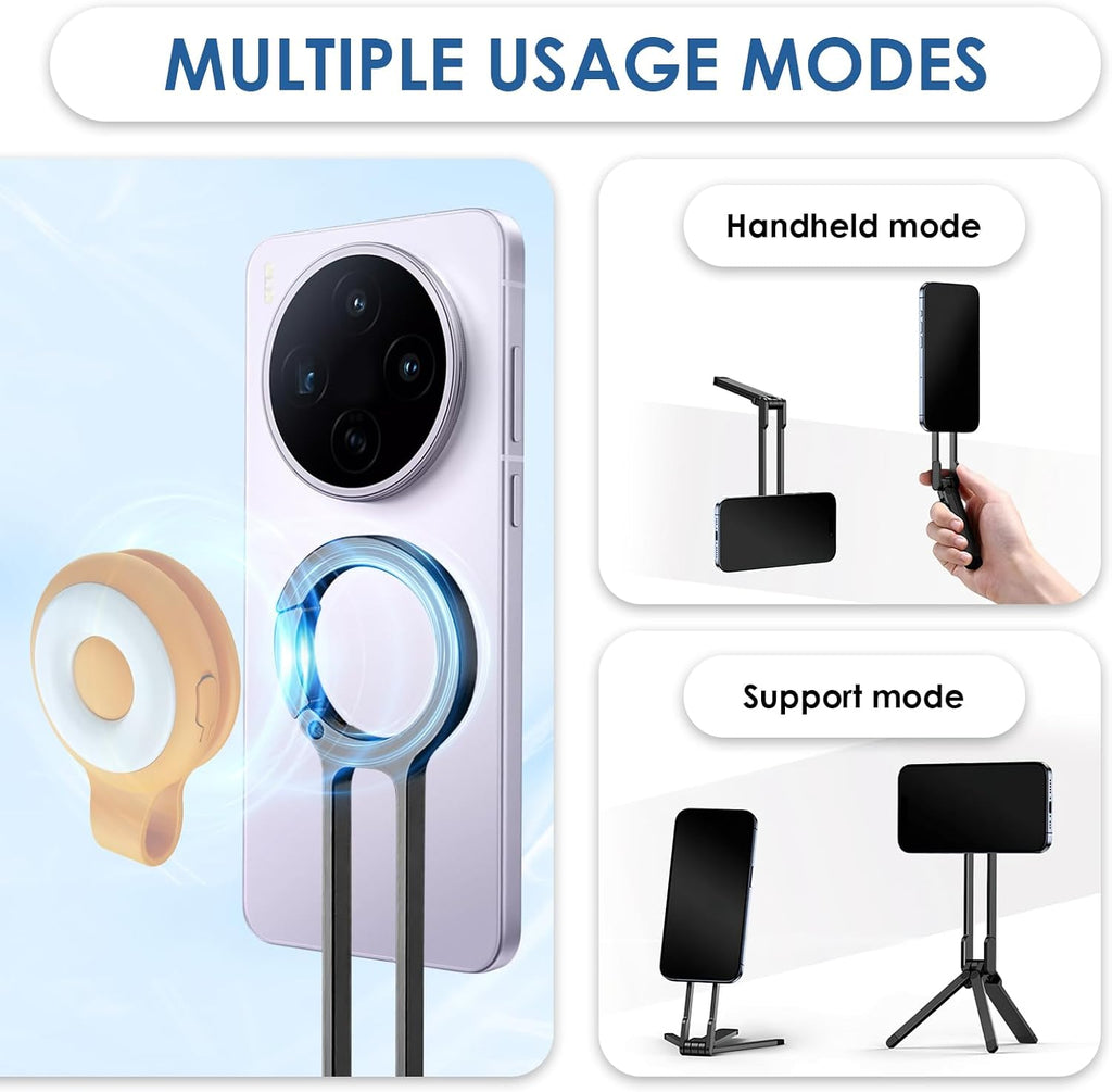 Magnetic Pocket Phone Tripod Stand,Ma30 Mini Portable Cell Phone Holder | with Strong Magnet, Aluminium Maglock Smartphone Quick Mount Compatible with Iphone 17 16 15 14 13 12 Series