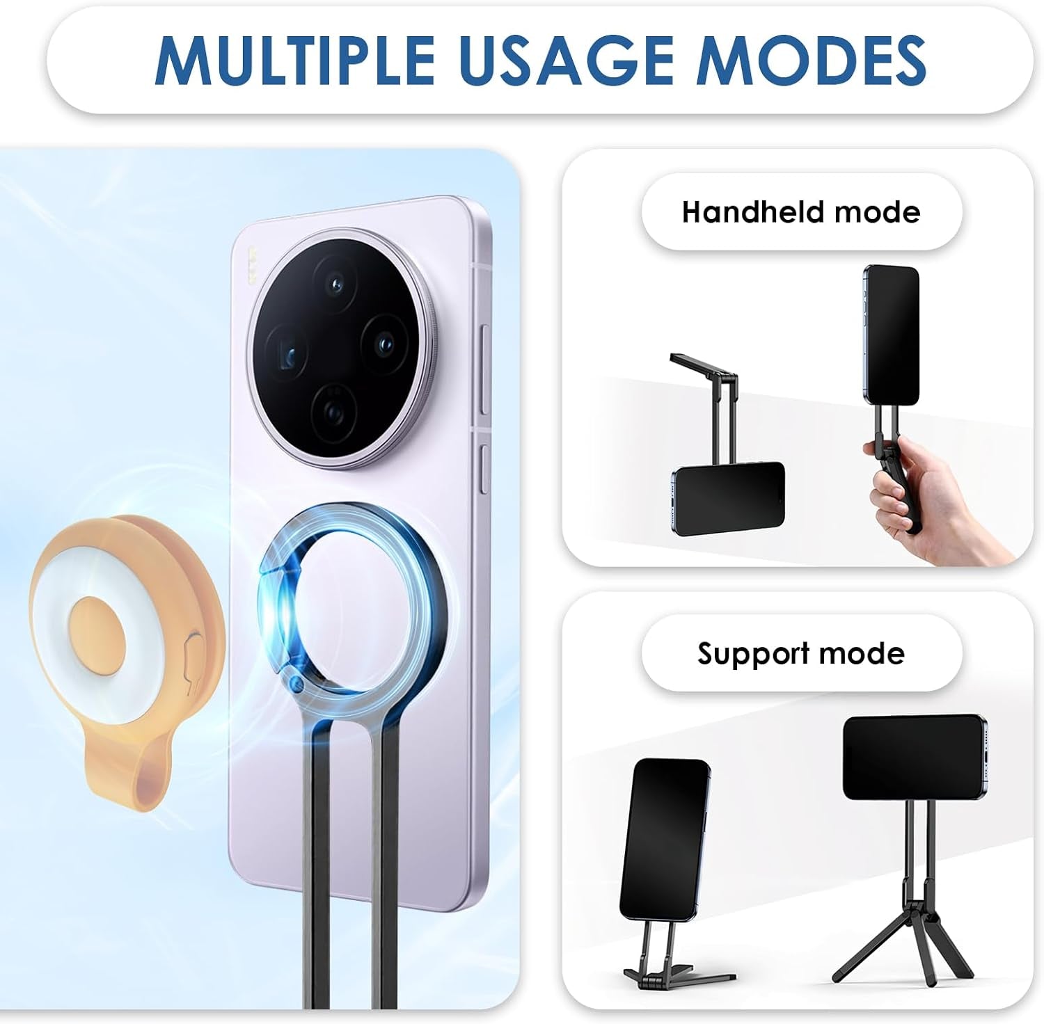 Magnetic Pocket Phone Tripod Stand,Ma30 Mini Portable Cell Phone Holder | with Strong Magnet, Aluminium Maglock Smartphone Quick Mount Compatible with Iphone 17 16 15 14 13 12 Series