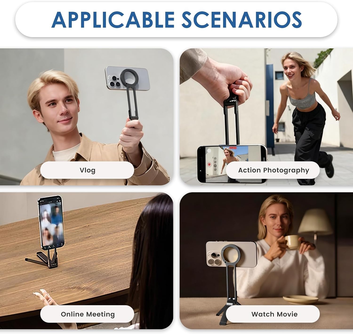 Magnetic Pocket Phone Tripod Stand,Ma30 Mini Portable Cell Phone Holder | with Strong Magnet, Aluminium Maglock Smartphone Quick Mount Compatible with Iphone 17 16 15 14 13 12 Series