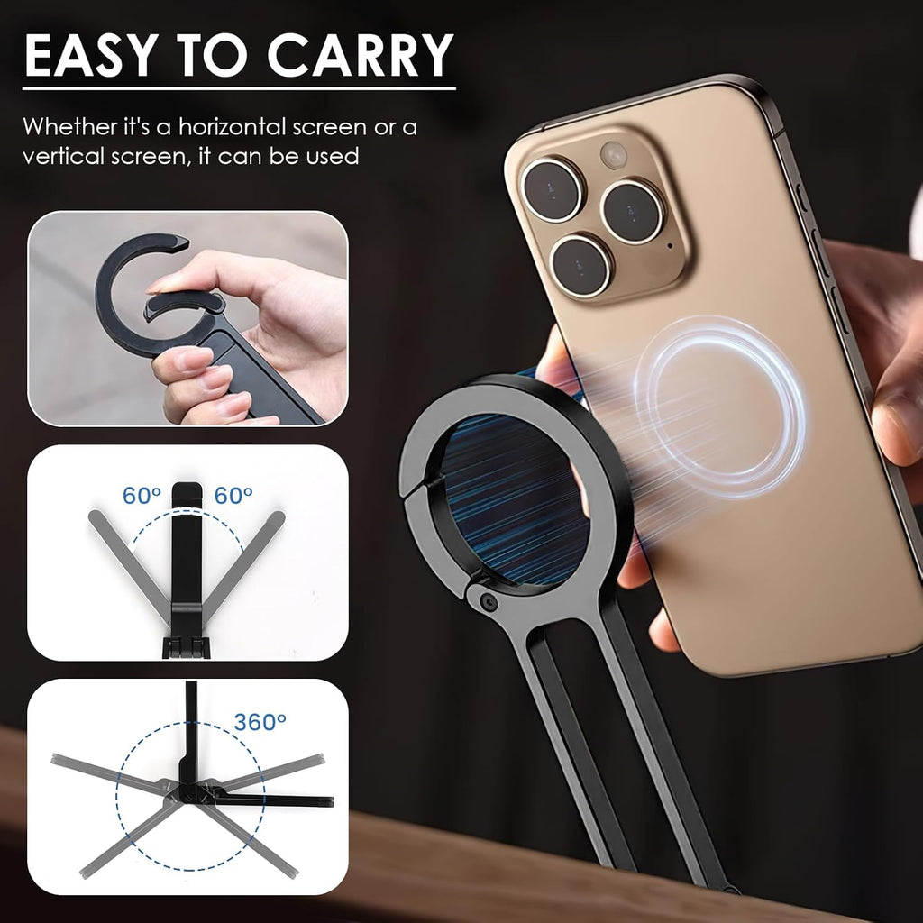 Magnetic Pocket Phone Tripod Stand,Ma30 Mini Portable Cell Phone Holder | with Strong Magnet, Aluminium Maglock Smartphone Quick Mount Compatible with Iphone 17 16 15 14 13 12 Series