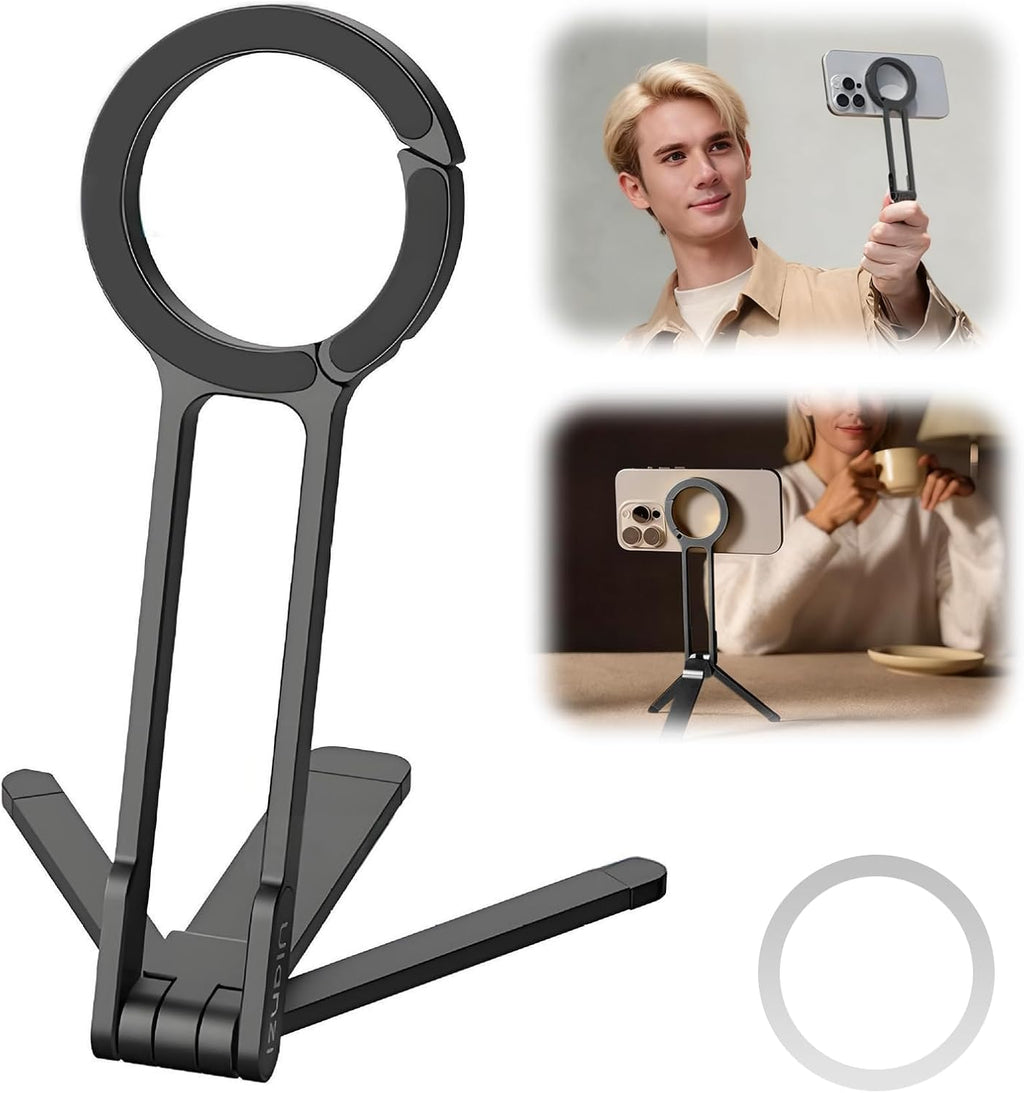 Magnetic Pocket Phone Tripod Stand,Ma30 Mini Portable Cell Phone Holder | with Strong Magnet, Aluminium Maglock Smartphone Quick Mount Compatible with Iphone 17 16 15 14 13 12 Series