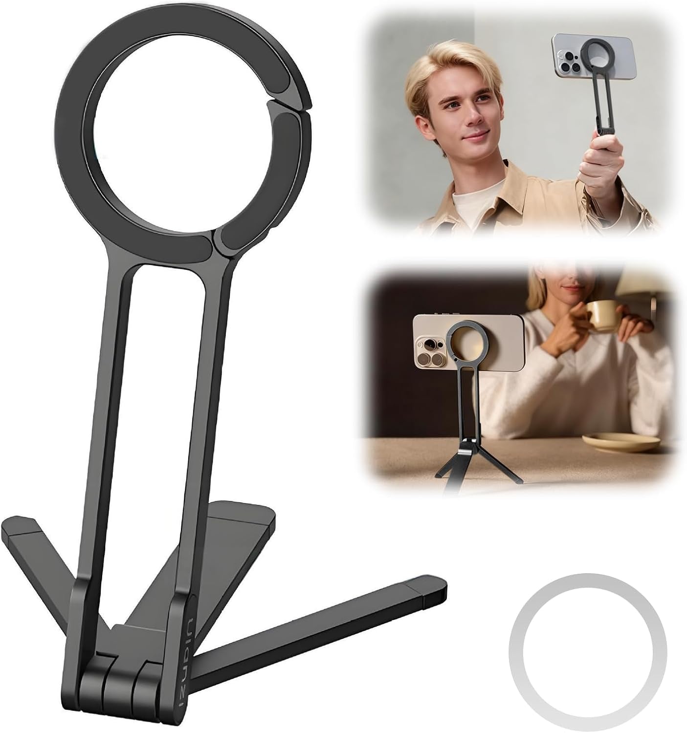 Magnetic Pocket Phone Tripod Stand,Ma30 Mini Portable Cell Phone Holder | with Strong Magnet, Aluminium Maglock Smartphone Quick Mount Compatible with Iphone 17 16 15 14 13 12 Series